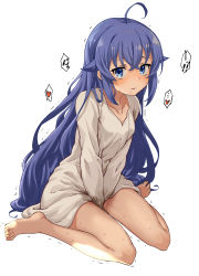 Rule 34 | !, !!, 1girl, ahoge, blue eyes, blue hair, blush, boshi (a-ieba), breasts, collarbone, commentary request, crossed bangs, feet, female masturbation, full body, hair between eyes, heart, highres, long hair, looking at viewer, masturbation, medium breasts, mushoku tensei, roxy migurdia, shirt, simple background, solo, spoken heart, tagme, very long hair, wet, wet clothes, wet shirt, white background