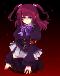 00s armband bad_id bad_pixiv_id blue_eyes bow hair_bobbles hair_ornament hoe_satsuki jacket red_hair skirt solo thighhighs twintails two_side_up umineko_no_naku_koro_ni ushiromiya_ange