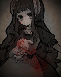 Rule 34 | 10s, 1girl, black eyes, black hair, blood, blood on face, blood on clothes, hardgore alice, mahou shoujo ikusei keikaku, mahou shoujo ikusei keikaku unmarked, solo, stuffed animal, stuffed rabbit, stuffed toy, umesasami