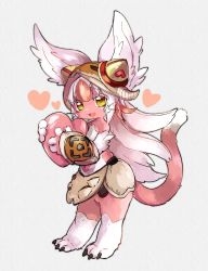 Rule 34 | animal ear fluff, animal ears, brown hair, claws, colored eyelashes, furry, hair between eyes, heart, helmet, highres, hikky, holding, holding heart, long hair, looking at viewer, mokuri, multicolored hair, open mouth, pink hair, smile, solo, tail, whiskers, white hair, yellow eyes, yuka rit