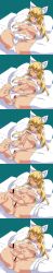 Rule 34 | 1futa, absurdres, animal ears, anus, bed, bikini, blonde hair, blue eyes, bulge, cat ears, censored, choker, closed eyes, covered erect nipples, elbow gloves, erection, erection under clothes, full-package futanari, futanari, gloves, highres, one eye closed, open mouth, original, penis, pillow, precum, pussy, solo, swimsuit, tail, testicles, thighhighs, tongue, ubanis, wink