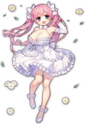 Rule 34 | 1girl, artist request, bow, bowtie, breasts, daisy, dress, elbow gloves, flower, game cg, gloves, haramura nodoka, large breasts, leaf, mahjong soul, official art, open mouth, pink hair, saki (manga), simple background, solo, third-party source, transparent background, twintails, white bow, white dress, white flower, white gloves, yostar