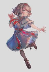 Rule 34 | 1girl, alice margatroid, black footwear, black thighhighs, blonde hair, blue eyes, blue skirt, capelet, frilled hairband, frills, hairband, highres, ijen (ljenejl), lolita hairband, red hairband, short hair, skirt, solo, thighhighs, touhou, white capelet