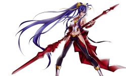 Rule 34 | 1girl, absurdly long hair, absurdres, antenna hair, backless outfit, bad id, bad twitter id, bare shoulders, holding behind back, black pants, blazblue, blazblue: central fiction, blazblue variable heart, blue hair, boots, bow, breasts, cape, fingerless gloves, frown, full body, genderswap, genderswap (mtf), gloves, hair between eyes, hair bow, halterneck, high heel boots, high heels, highres, holding, holding weapon, jpeg artifacts, knee boots, large breasts, long hair, lowleg, lowleg pants, mai natsume, midriff, navel, no bra, no panties, outseal, pants, polearm, ponytail, purple eyes, revealing clothes, ribbon, sideboob, sidelocks, sisamakon, solo, spear, standing, thighs, transparent background, very long hair, weapon, yellow bow
