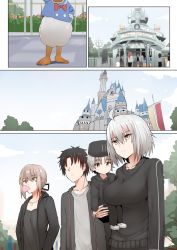 Rule 34 | ahoge, artoria pendragon (all), artoria pendragon (fate), breasts, brown hair, blowing bubbles, comic, commentary request, disney, disneyland, donald duck, faceless, faceless male, fate/grand order, fate (series), father and son, fujimaru ritsuka (male), hair ribbon, hat, jeanne d&#039;arc (fate), jeanne d&#039;arc alter (avenger) (fate), jeanne d&#039;arc alter (fate), jewelry, large breasts, mother and son, necklace, official alternate costume, out-of-frame censoring, ribbon, saber alter, saber alter (ver. shinjuku 1999) (fate), short hair, silent comic, silver hair