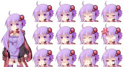 Rule 34 | 1girl, ^ ^, absurdres, ahoge, black jacket, blush, blush stickers, closed eyes, crying, crying with eyes open, dress, expressions, hair ornament, headset, highres, jacket, long hair, long sleeves, looking at viewer, miiyon, multiple views, open mouth, purple dress, purple eyes, purple hair, purple thighhighs, short hair with long locks, smile, tears, thighhighs, transparent background, twintails, vocaloid, voiceroid, yuzuki yukari