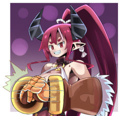 Rule 34 | breasts, cleavage, disgaea, disgaea 7, higan zesshousai, large breasts, looking at viewer, pointy ears, red eyes, red hair, tagme