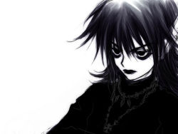 Rule 34 | 1990s (style), 1boy, allen (artist), bad id, bad pixiv id, bags under eyes, black hair, closed mouth, expressionless, eyeshadow, greyscale, houshin engi, jewelry, lip piercing, lips, makeup, male focus, monochrome, necklace, outenkun, piercing, retro artstyle, simple background, solo, upper body, white background