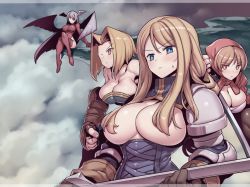 Rule 34 | agrias oaks, breasts, cleavage, closed mouth, cover, final fantasy, final fantasy tactics, head wings, huge breasts, thighhighs, tukiwani, wings