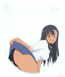 Rule 34 | 1girl, :d, absurdres, ass, ass focus, black hair, black panties, breasts, brown eyes, clothes lift, highres, ijiranaide nagatoro-san, large breasts, medium breasts, nagatoro hayase, open mouth, panties, skirt, skirt lift, smile, smug, solo, thighs, underwear, upskirt, uzyuzyy