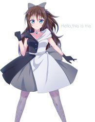 Rule 34 | 1girl, absurdres, aqua eyes, artist name, artist request, back bow, bare shoulders, belt, black dress, black gloves, black skirt, blue eyes, blush, bow, bow hairband, breasts, brooch, brown hair, brown pantyhose, buttons, choker, clenched hand, collarbone, diamond (gemstone), dress, drop earrings, earrings, evening gown, female focus, floating hair, gloves, grey belt, grey bow, grey skirt, hair between eyes, hair bow, hairband, half updo, high ponytail, highres, jewelry, lace, lace gloves, long hair, looking at viewer, love live!, love live! nijigasaki high school idol club, love live! school idol festival, miniskirt, multicolored clothes, multicolored dress, off-shoulder dress, off shoulder, osaka shizuku, pantyhose, parted lips, plaid, plaid dress, plaid skirt, pleated, pleated dress, pleated skirt, ponytail, skirt, sleeveless, sleeveless dress, small breasts, smile, solitude rain (love live!), solo, standing, two-tone dress, wavy hair, white background, white bow, white choker, white dress, white skirt