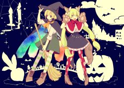 Rule 34 | 1boy, 1girl, alternate costume, alternate footwear, animal ears, animal hands, arms up, ascot, bad id, bad pixiv id, bat (animal), between legs, blonde hair, bow, bowtie, broom, bubble skirt, candle, candy, candy cane, cape, capelet, cat ears, cloud, costume, cross-laced footwear, dot nose, fake animal ears, fang, food, frey (rune factory), frills, fur trim, gloves, green eyes, green hair, green pantyhose, hair between eyes, hair ribbon, halloween, halloween costume, hand on headwear, hat, high heels, jack-o&#039;-lantern, leaning, leaning back, lest (rune factory), lollipop, long hair, moon, no pupils, omukb, open mouth, pantyhose, patterned legwear, paw gloves, pigeon-toed, polka dot, polka dot legwear, purple eyes, red pantyhose, ribbon, rune factory, rune factory 4, shorts, silhouette, skirt, sleeves rolled up, striped clothes, striped pantyhose, tail, turnip, twintails, very long hair, white pantyhose, witch hat, wolf ears, wolf tail