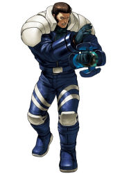 Rule 34 | 1boy, gloves, king of fighters xiii, leather, leather suit, male focus, maxima, mechanical arms, official art, ogura eisuke, shoulder pads, sideburns, single mechanical arm, snk, solo, the king of fighters, the king of fighters xiii