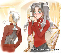 Rule 34 | 00s, 1boy, 1girl, archer (fate), fate/stay night, fate (series), tohsaka rin, turtleneck, twintails, two side up