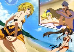 Rule 34 | 10s, 4girls, adjusting clothes, adjusting swimsuit, ass, ball, beach, beach volleyball, bikini, breasts, cecilia alcott, charlotte dunois, drinking, eyepatch, highres, huang lingyin, infinite stratos, laura bodewig, multiple girls, okiura, playing sports, swimsuit, volleyball, volleyball (object)