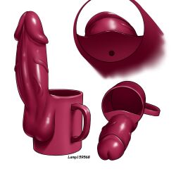 Rule 34 | absurdres, artist name, commentary, cup, dildo, furui o (lamp159568), highres, mug, multiple views, no humans, original, sex toy, still life, what