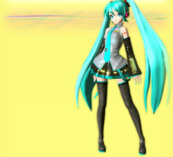 Rule 34 | 1girl, 3d, aqua hair, boots, detached sleeves, hatsune miku, headset, highres, long hair, official art, project diva, project diva (series), solo, thigh boots, thighhighs, twintails, very long hair, vocaloid, zettai ryouiki