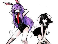Rule 34 | 2girls, animal ears, female focus, inaba tewi, luft, multiple girls, rabbit ears, reisen udongein inaba, simple background, standing, touhou, white background