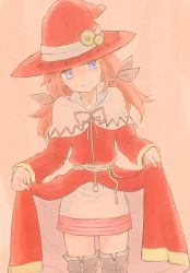 Rule 34 | 1girl, bad id, bad pixiv id, blue eyes, boots, curtsey, hat, head tilt, jewelry, long hair, melody (rune factory), necklace, noko (iamsimply2000), rune factory, rune factory frontier, smile, solo, witch hat