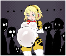 Rule 34 | absurdres, aegis (persona), blonde hair, breasts, fetal movement, hellbrain, highres, persona, persona 3, pregnant, tagme