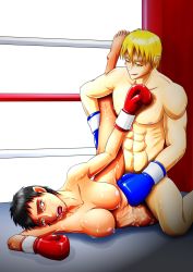 Rule 34 | 1boy, 1girl, barefoot, battle, beating, black hair, blonde hair, boxing, boxing ring, breasts, character request, copyright request, defeat, fighting, gloves, green eyes, hetero, highres, large breasts, muscular, nipples, nude, rape, sex, short hair, playing sports, sweat, t178, tagme, tears, thighs, vaginal