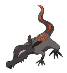 Rule 34 | 10s, creatures (company), game freak, gen 7 pokemon, highres, looking at viewer, nintendo, no humans, official art, pokemon, pokemon sm, salandit, smirk, solo, tagme, white background