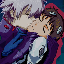 2boys ikari_shinji multiple_boys nagisa_kaworu neon_genesis_evangelion nishikiigoi tagme the_kiss yaoi