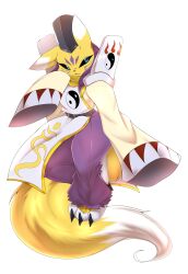 Rule 34 | absurdres, black sclera, blue eyes, colored sclera, digimon, digimon (creature), highres, onmyouji, tail, taomon