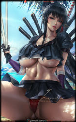 Rule 34 | 1girl, breasts, homura (senran kagura), huge breasts, lexaiduer, senran kagura, solo, sword, weapon