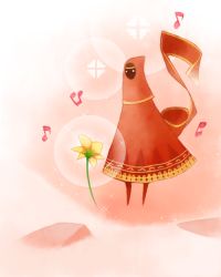 Rule 34 | flower, flower (game), journey, musical note, raven (ambrosia), scarf, solo, sparkle, standing, thatgamecompany, traveler (journey)