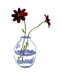 Rule 34 | artist name, blending, flower, glass, hirasawa minami, leaf, no humans, no lineart, original, partially immersed, plant, red flower, refraction, simple background, still life, transparent, vase, water, white background