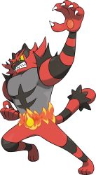 Rule 34 | claws, commentary, creatures (company), full body, game freak, gen 7 pokemon, highres, incineroar, nintendo, official art, pokemon, pokemon (creature), pokemon sm, solo, sugimori ken, tiger, transparent background