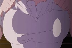 Rule 34 | animated, animated gif, apron, bouncing breasts, breasts, character request, huge breasts, ikoku na retro, naked apron, nipples, undressing