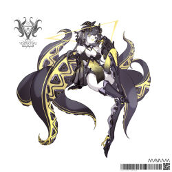 Rule 34 | 1girl, absurdres, arm support, barcode, black eyes, black hair, colored skin, colored tongue, earrings, einheadt, facial mark, full body, halo, heterochromia, high heels, highres, horns, jewelry, long hair, looking at viewer, original, pelvic curtain, qr code, sitting, solo, stud earrings, symbol in eye, tentacles, tongue, tongue out, white background, white skin, yellow eyes, yellow tongue