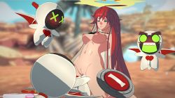 Rule 34 | 1girl, 3boys, 3d, breasts, green eyes, guilty gear, guilty gear strive, halo, highres, jack-o&#039; valentine, knight servant, lancer servant, magician servant, multicolored hair, multiple boys, nipples, nude, red hair, rinwell, sex, vaginal, white hair