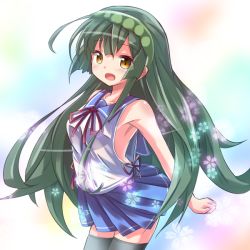 Rule 34 | 1girl, green hair, long hair, open mouth, ryogo, skirt, smile, solo, thighhighs, touhoku zunko, very long hair, vocaloid, voiceroid