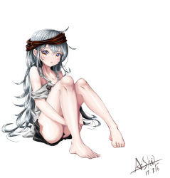 Rule 34 | 1girl, asil, bare legs, barefoot, blue hair, blush, brown eyes, collarbone, g11 (girls&#039; frontline), girls&#039; frontline, grey shirt, hair between eyes, highres, legs, long hair, looking at viewer, on floor, open mouth, shirt, shorts, sitting, solo, thighs, white background