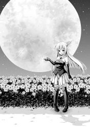 Rule 34 | 1girl, absurdres, boots, comic, dress, elbow gloves, gloves, greyscale, high heel boots, high heels, highres, kyuutou (kyuutouryuu), long hair, monochrome, moon, original, thigh boots, thighhighs, wings