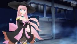 Rule 34 | 1girl, 3d, alternate costume, animated, animated gif, black dress, black gloves, blue eyes, boots, dancing, dress, elbow gloves, female focus, gloves, hat, jewelry, long hair, lowres, megurine luka, necklace, pink hair, solo, thigh boots, thighhighs, vocaloid, witch, witch hat, yellow footwear