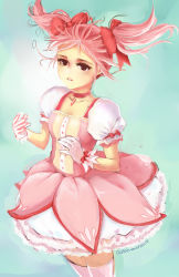 Rule 34 | 10s, 1girl, gloves, kaname madoka, magical girl, mahou shoujo madoka magica, mahou shoujo madoka magica (anime), oceanchan, pink eyes, pink hair, short hair, short twintails, solo, twintails