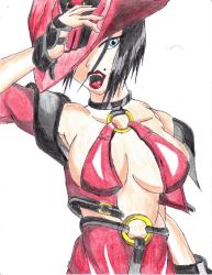 Rule 34 | 1girl, arc system works, bare shoulders, black hair, blue eyes, breasts, guilty gear, hat, i-no, large breasts, lipstick, makeup