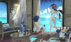 Rule 34 | 10s, 1boy, 1girl, alomomola, ass, back, bad id, bad pixiv id, bag, bag charm, baozi, barefoot, bed, black hair, blue hair, blush, boat, bulbasaur, character charm, charm (object), cloud, cocktail umbrella, coral, creatures (company), cup, day, drinking glass, flower, food, francesca (pokemon), from behind, game freak, gen 1 pokemon, gen 3 pokemon, gen 5 pokemon, glint, green eyes, gym leader, hair flower, hair ornament, hand on own hip, hibiscus, highres, house, hugh (pokemon), hurricane glass, indoors, kawacy, lily pad, long hair, marlon (pokemon), nintendo, ocean, one-piece swimsuit, open mouth, pantyhose, photo (object), pikachu, poke ball, poke ball (basic), poke ball symbol, pokemon, pokemon (creature), pokemon bw2, red eyes, room, rosa (pokemon), short hair, sitting, sky, sparkle, standing, swimsuit, table, topless male, unworn bag, unworn pantyhose, very long hair, water, watercraft, watermark, web address, wooden floor, wooden table, yellow one-piece swimsuit