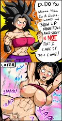 Rule 34 | 1boy, 1girl, absurdres, black eyes, black hair, blush, breasts, caulifla, clothes, colorized, digitalpixel, dragon ball, dragon ball super, english text, female pubic hair, heart, heart-shaped pupils, hetero, highres, large breasts, missionary, muscular, muscular male, nipples, pseudocel, pubic hair, saiyan, serious, sex, symbol-shaped pupils, vaginal