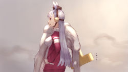Rule 34 | 1boy, 1girl, absurdres, animal ears, breasts, brown eyes, carrying, carrying over shoulder, gold ship (umamusume), hand on own hip, highres, holding person, horse ears, horse girl, jacket, long hair, medium breasts, open mouth, red jacket, shiburingaru, silver hair, sweatdrop, trainer (umamusume), umamusume