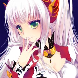 Rule 34 | 10s, 1girl, breasts, cleavage, green eyes, hair ornament, jewelry, lailah (tales), lowres, miyu (matsunohara), necklace, solo, tales of (series), tales of zestiria, white hair