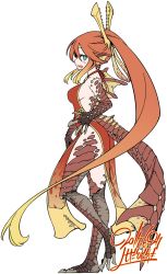 Rule 34 | 1girl, 2017, agnaktor, animal ears, blush, breasts, china dress, chinese clothes, claws, dated, dragon ears, dragon girl, dress, green eyes, hair ornament, highres, long hair, monster hunter (series), multicolored hair, no pupils, open mouth, orange hair, personification, ponytail, scales, side slit, sideboob, signature, sketch, solo, tail, talons, two-tone hair, very long hair, yoshida hideyuki