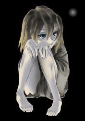 Rule 34 | 1girl, bad id, bad pixiv id, barefoot, blue eyes, brown hair, child, feet, kagamine rin, knees to chest, poaro, solo, vocaloid