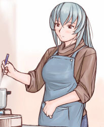 Rule 34 | 00s, apron, casual, cooking, aged up, red eyes, rozen maiden, silver hair, sleeves rolled up, solo, suigintou, tsuda nanafushi
