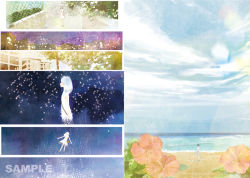 Rule 34 | 1girl, beach, cloud, day, flower, miyabe sachi, original, outdoors, scenery, sky, star (symbol), water
