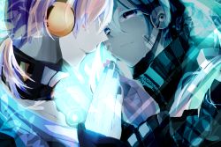 Rule 34 | 1boy, 1girl, alice1819, ene (kagerou project), closed eyes, headphones, kagerou project, konoha (kagerou project), ponytail, silver hair, tears